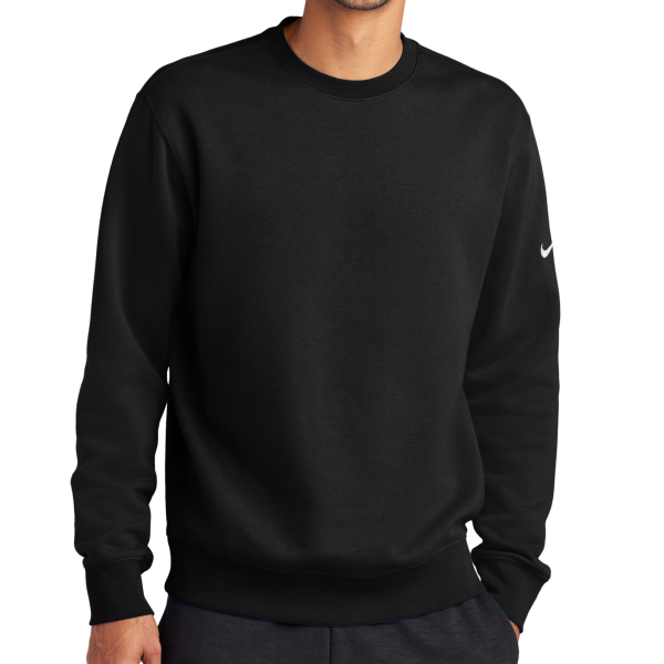 Nike Club Fleece Sleeve Swoosh Crew, Black, Front view