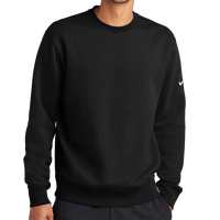 Nike Club Fleece Sleeve Swoosh Crew, Black, Front view