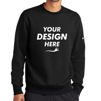 Nike Club Fleece Sleeve Swoosh Crew, Black, Front view, Mockup