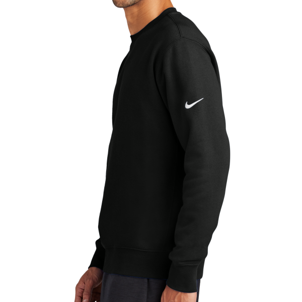 Nike Club Fleece Sleeve Swoosh Crew, Black, Left Sleeve view
