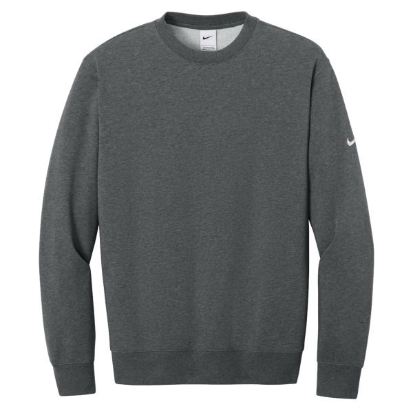 Nike Club Fleece Sleeve Swoosh Crew, Charcoal Heather, Front view