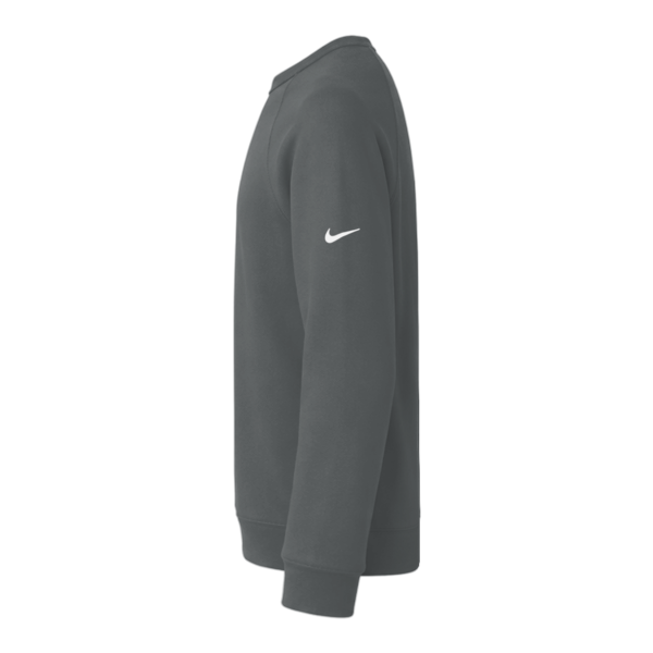 Nike Club Fleece Sleeve Swoosh Crew, Charcoal Heather, Left Sleeve view