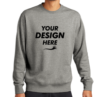Nike Club Fleece Sleeve Swoosh Crew, Dark Grey Heather, Front view, Mockup