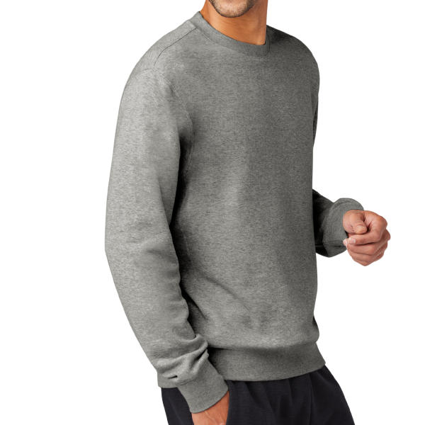 Nike Club Fleece Sleeve Swoosh Crew, Dark Grey Heather, Right Sleeve view