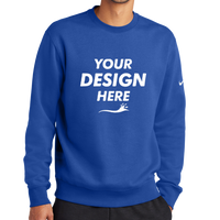 Nike Club Fleece Sleeve Swoosh Crew, Game Royal, Front view, Mockup