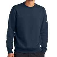 Nike Club Fleece Sleeve Swoosh Crew, Midnight Navy, Front view