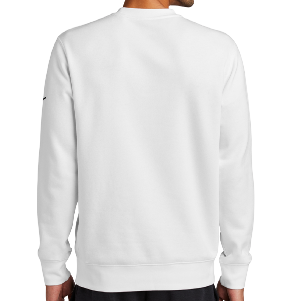 Nike Club Fleece Sleeve Swoosh Crew, White, Back view