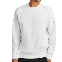 Nike Club Fleece Sleeve Swoosh Crew, White, Front view