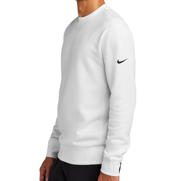 Nike Club Fleece Sleeve Swoosh Crew, White, Left Sleeve view