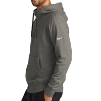 Nike Club Fleece Sleeve Swoosh Full Zip Hoodie, Charcoal Heather, Left Sleeve view