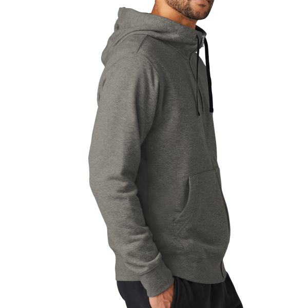 Nike Club Fleece Sleeve Swoosh Full Zip Hoodie, Charcoal Heather, Right Sleeve view