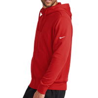Nike Club Fleece Sleeve Swoosh Full Zip Hoodie, University Red, Left Sleeve view