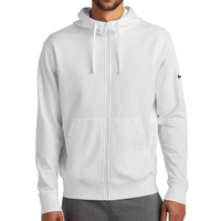 Nike Club Fleece Sleeve Swoosh Full Zip Hoodie, White, Front view