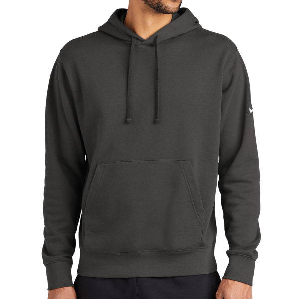 Nike Club Fleece Sleeve Swoosh Pullover Hoodie, Anthracite, Front view