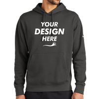 Nike Club Fleece Sleeve Swoosh Pullover Hoodie, Anthracite, Front view, Mockup