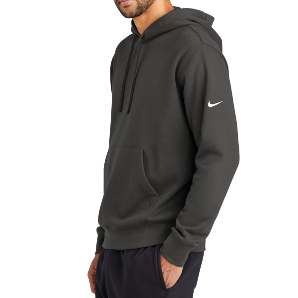 Nike Club Fleece Sleeve Swoosh Pullover Hoodie, Anthracite, Left Sleeve view