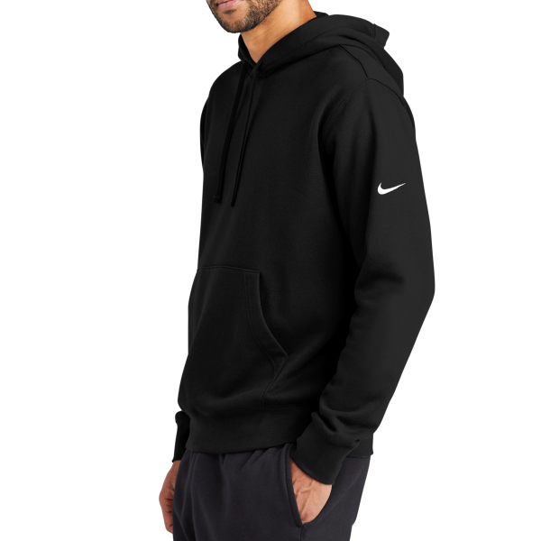 Nike Club Fleece Sleeve Swoosh Pullover Hoodie, Black, Left Sleeve view