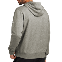 Nike Club Fleece Sleeve Swoosh Pullover Hoodie, Dark Grey Heather, Back view
