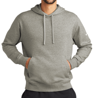 Nike Club Fleece Sleeve Swoosh Pullover Hoodie, Dark Grey Heather, Front view