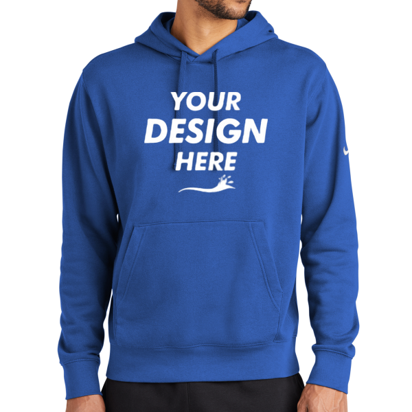 Nike Club Fleece Sleeve Swoosh Pullover Hoodie, Game Royal, Front view, Mockup