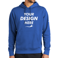 Nike Club Fleece Sleeve Swoosh Pullover Hoodie, Game Royal, Front view, Mockup