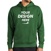 Nike Club Fleece Sleeve Swoosh Pullover Hoodie, Gorge Green, Front view, Mockup