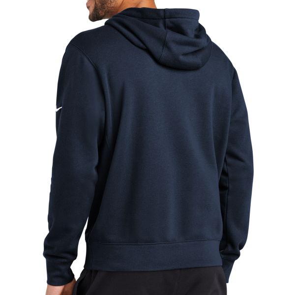 Nike Club Fleece Sleeve Swoosh Pullover Hoodie, Midnight Navy, Back view