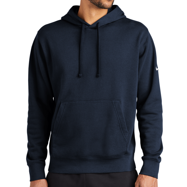 Nike Club Fleece Sleeve Swoosh Pullover Hoodie, Midnight Navy, Front view