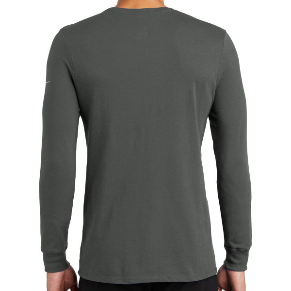 Nike Dri FIT Cotton/Poly Long Sleeve Tee, Anthracite, Back view