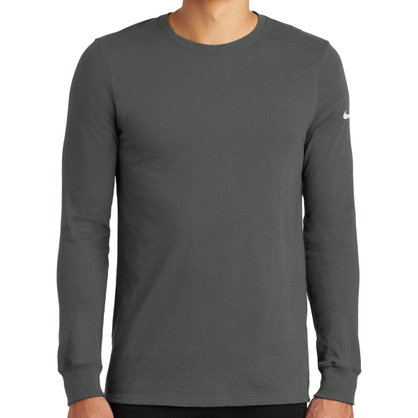 Nike Dri FIT Cotton/Poly Long Sleeve Tee, Anthracite, Front view