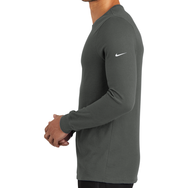Nike Dri FIT Cotton/Poly Long Sleeve Tee, Anthracite, Left Sleeve view