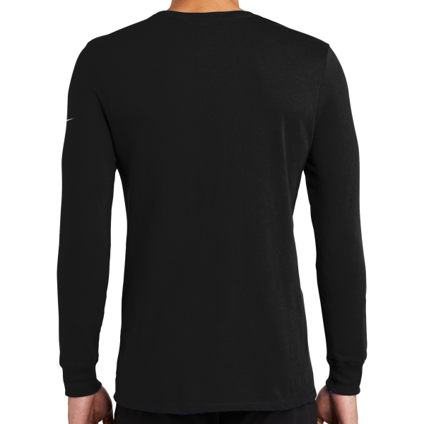 Nike Dri FIT Cotton/Poly Long Sleeve Tee, Black, Back view