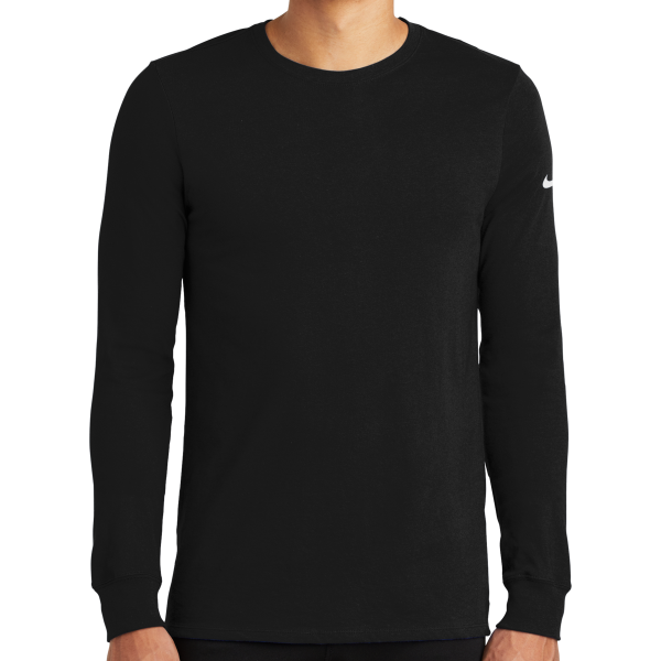 Nike Dri FIT Cotton/Poly Long Sleeve Tee, Black, Front view