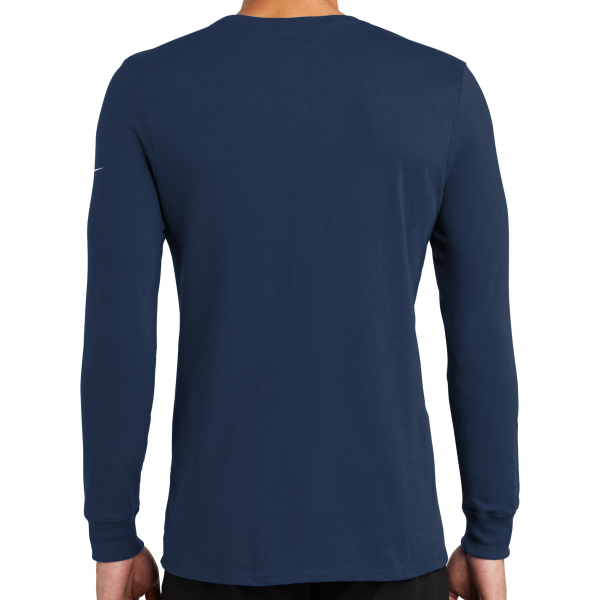 Nike Dri FIT Cotton/Poly Long Sleeve Tee, College Navy, Back view