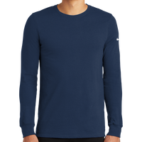 Nike Dri FIT Cotton/Poly Long Sleeve Tee, College Navy, Front view