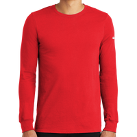 Nike Dri FIT Cotton/Poly Long Sleeve Tee, University Red, Front view