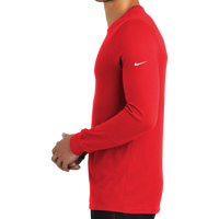 Nike Dri FIT Cotton/Poly Long Sleeve Tee, University Red, Left Sleeve view