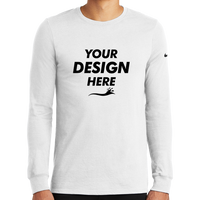Nike Dri FIT Cotton/Poly Long Sleeve Tee, White, Front view, Mockup