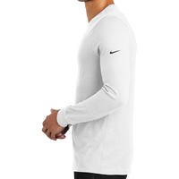 Nike Dri FIT Cotton/Poly Long Sleeve Tee, White, Left Sleeve view