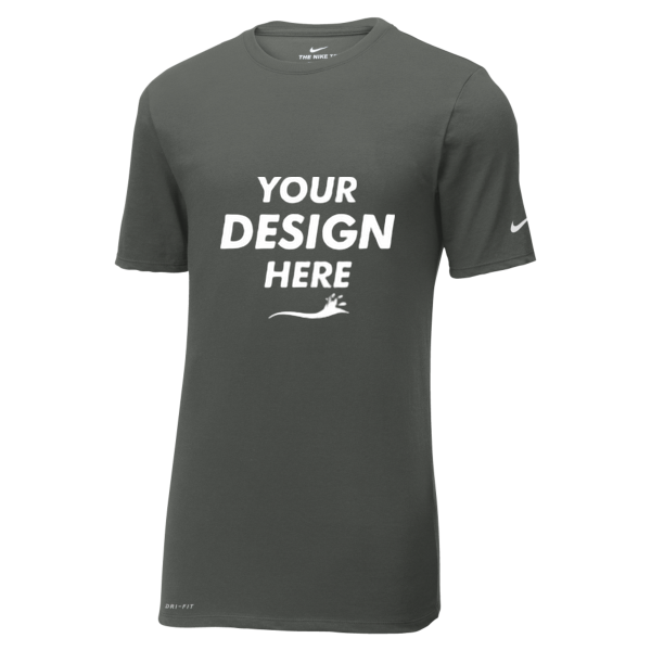 Nike Dri FIT Cotton/Poly Tee, Anthracite, Front view, Mockup