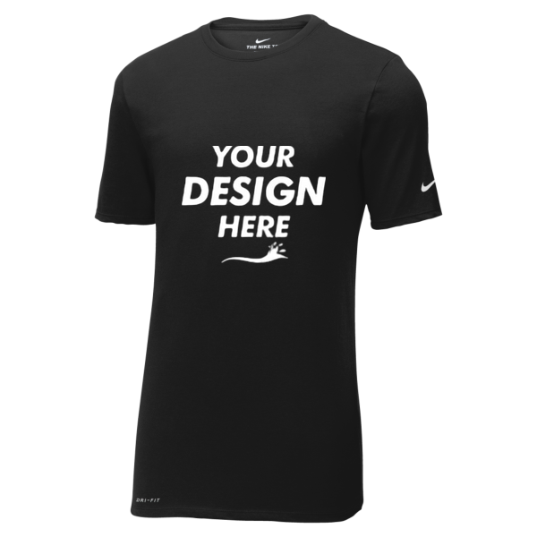 Nike Dri FIT Cotton/Poly Tee, Black, Front view, Mockup