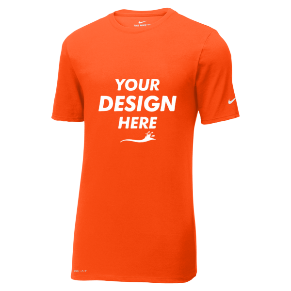 Nike Dri FIT Cotton/Poly Tee, Brilliant Orange, Front view, Mockup