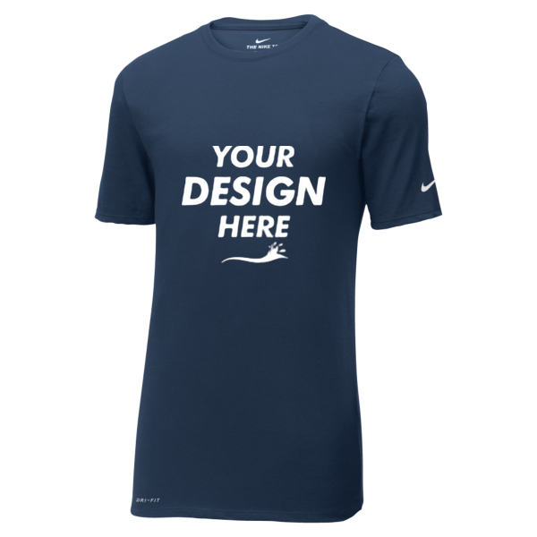 Nike Dri FIT Cotton/Poly Tee, College Navy, Front view, Mockup