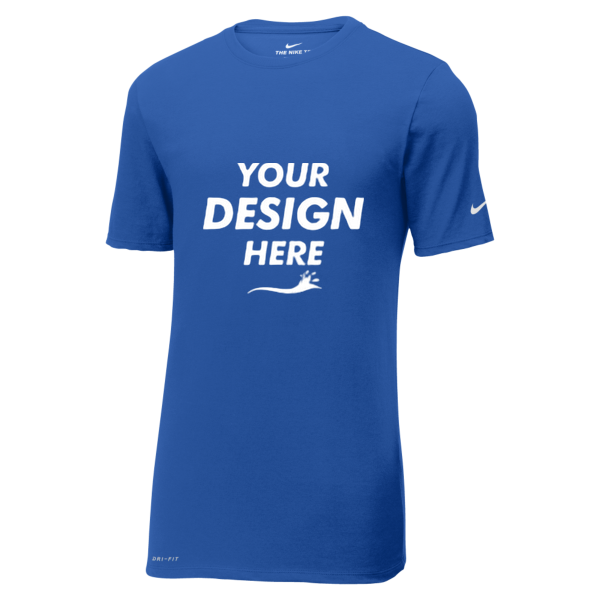 Nike Dri FIT Cotton/Poly Tee, Rush Blue, Front view, Mockup