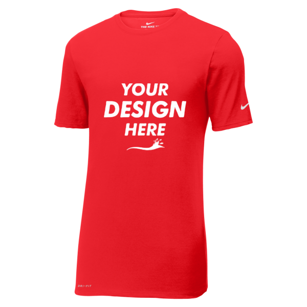 Nike Dri FIT Cotton/Poly Tee, University Red, Front view, Mockup