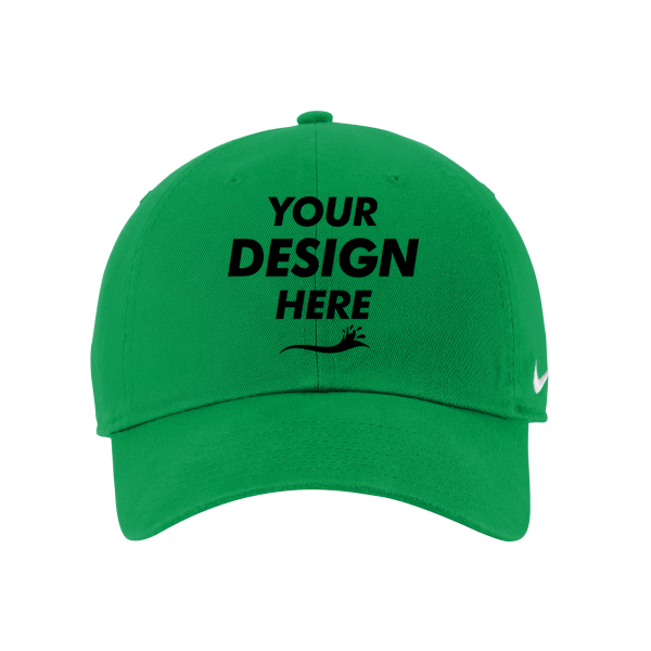 Nike Heritage Cotton Twill Cap, Apple Green, Front view, Mockup