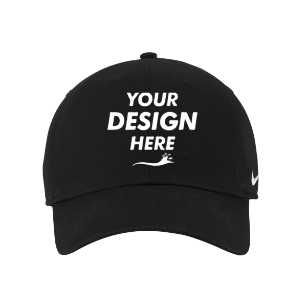 Nike Heritage Cotton Twill Cap, Black, Front view, Mockup