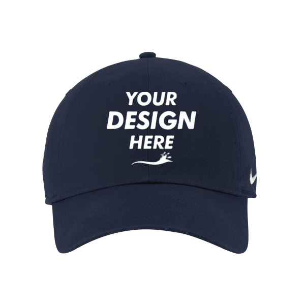 Nike Heritage Cotton Twill Cap, College Navy, Front view, Mockup