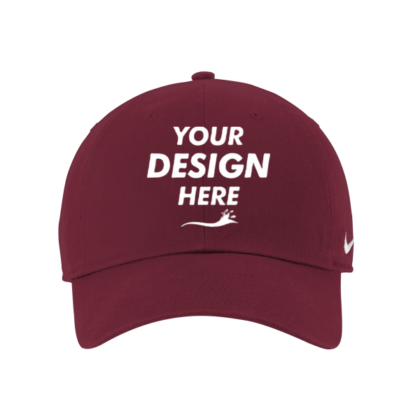 Nike Heritage Cotton Twill Cap, Deep Maroon, Front view, Mockup