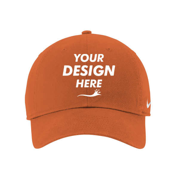 Nike Heritage Cotton Twill Cap, Desert Orange, Front view, Mockup